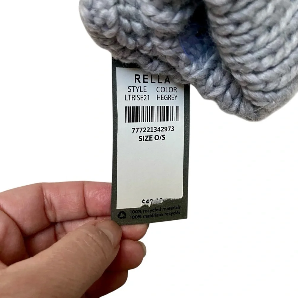 Rella Merino Wool Cable Knit Mittens NWT Gray Fleece Lined One Size